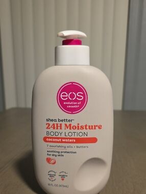eos Shea Better 24H Moisture Body Lotion in Cream and Pink Accents